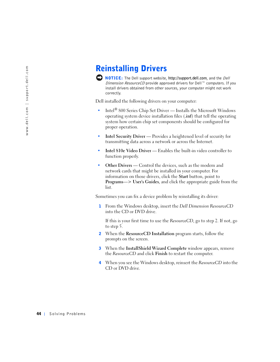 Dell Dimension 2100 User Manual | Page 44 / 138