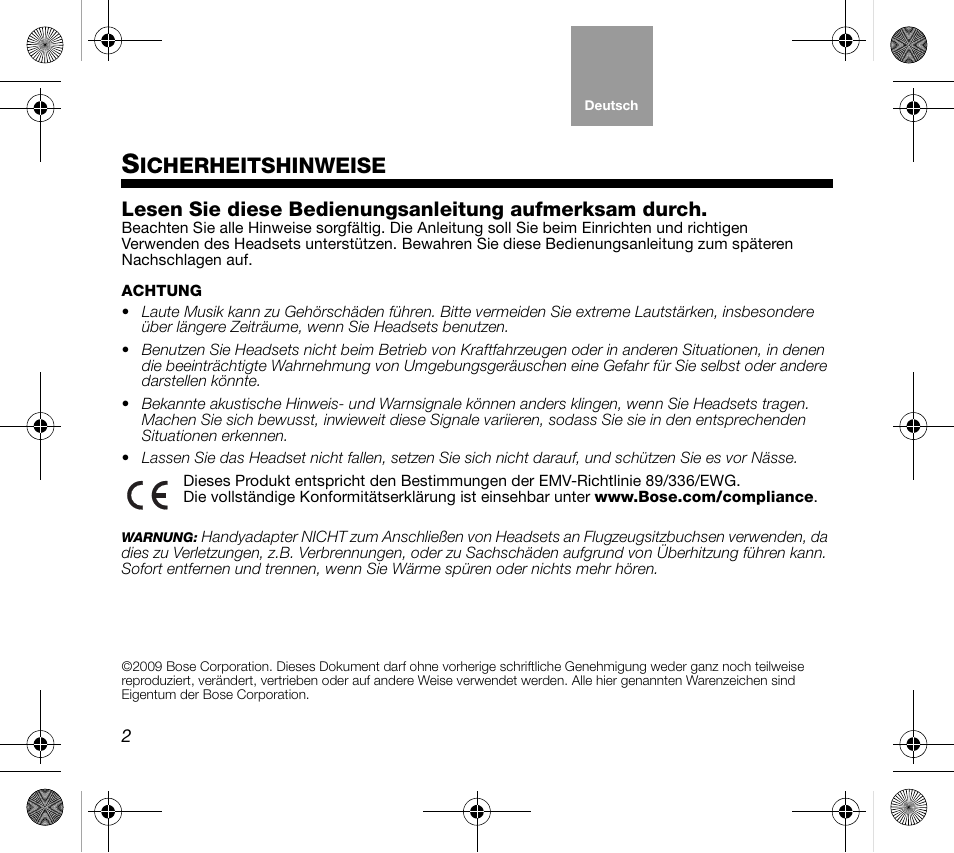 03_deu_print, Icherheitshinweise | Bose AM319137 User Manual | Page 18 / 132