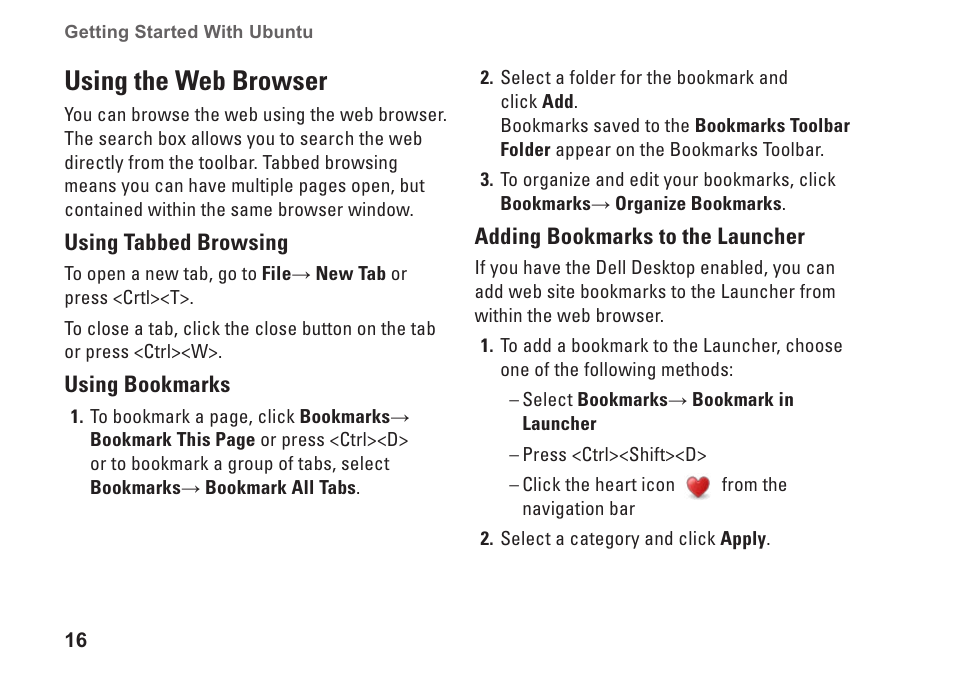 Using the web browser | Dell Inspiron Mini 10 (1010, Early 2009) User Manual | Page 18 / 26