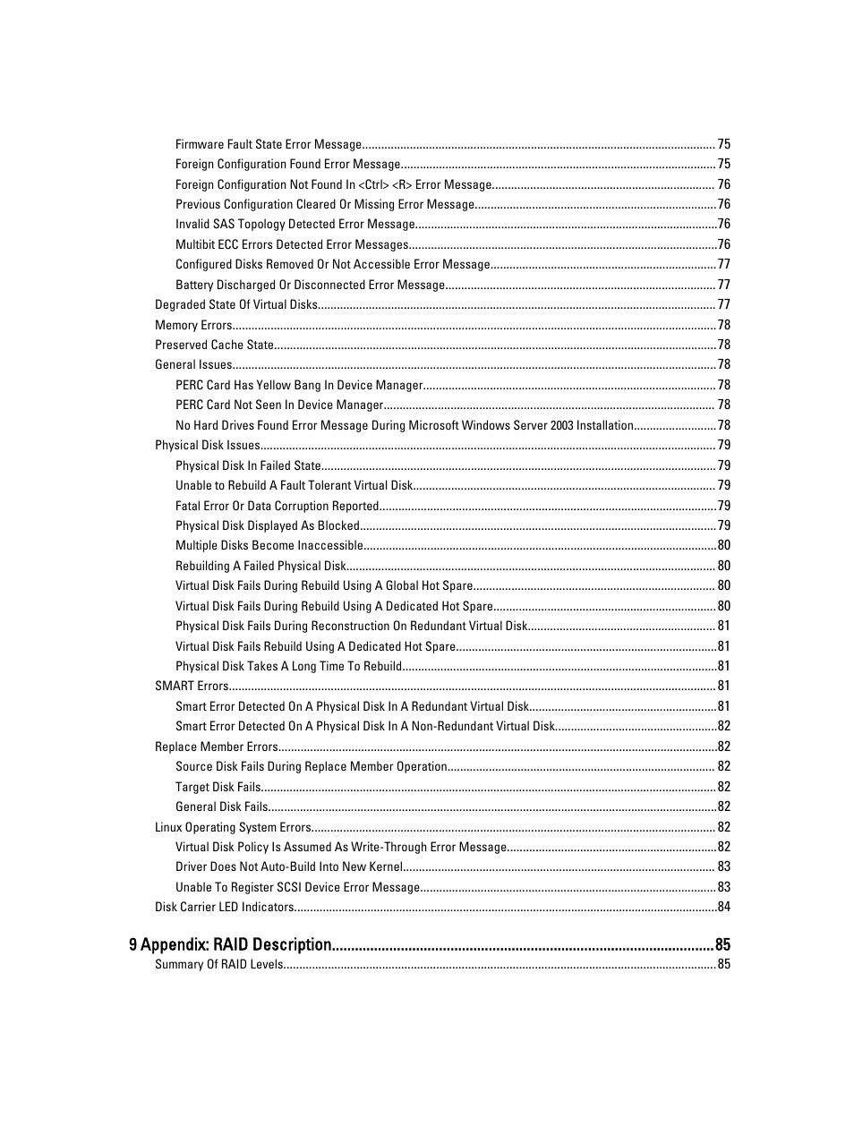 9 appendix: raid description | Dell PowerEdge RAID Controller H710 User Manual | Page 7 / 87