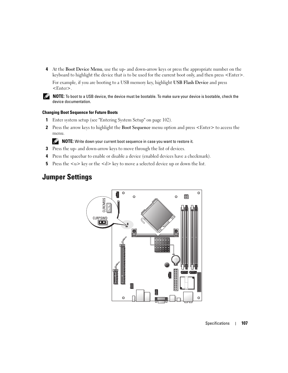Jumper settings | Dell XPS 210 User Manual | Page 107 / 136