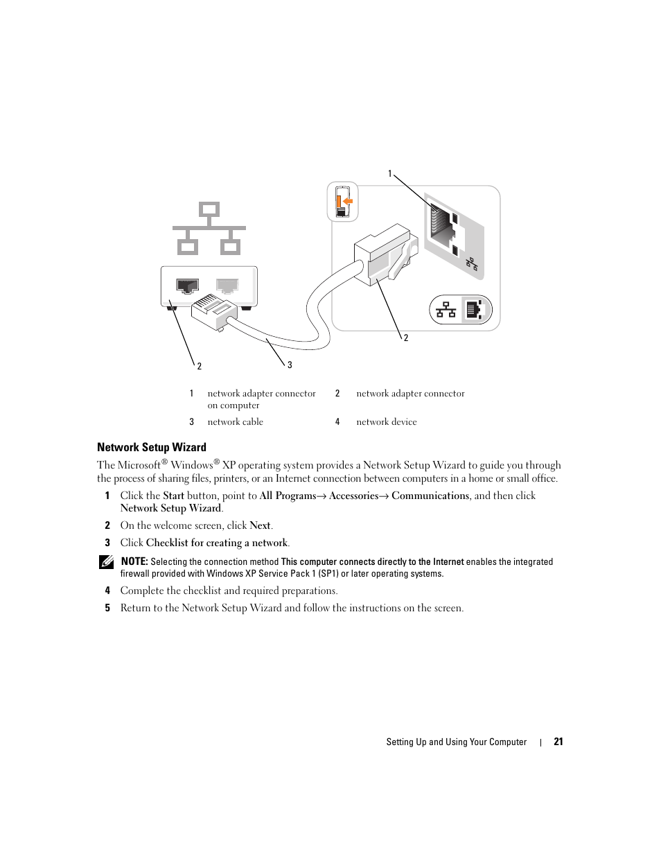 Network setup wizard | Dell XPS 210 User Manual | Page 21 / 136