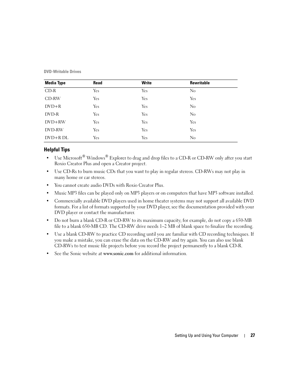 Helpful tips | Dell XPS 210 User Manual | Page 27 / 136