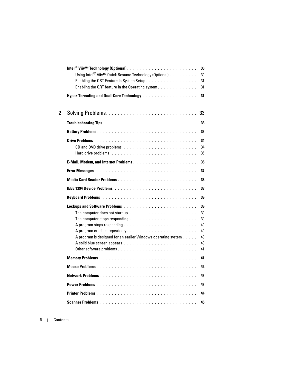 2solving problems | Dell XPS 210 User Manual | Page 4 / 136