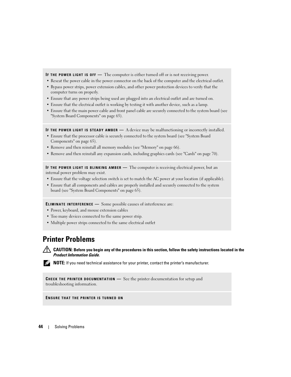 Printer problems | Dell XPS 210 User Manual | Page 44 / 136