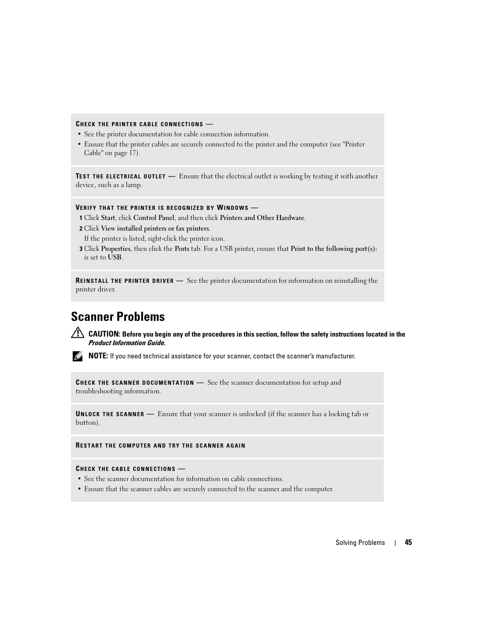 Scanner problems | Dell XPS 210 User Manual | Page 45 / 136