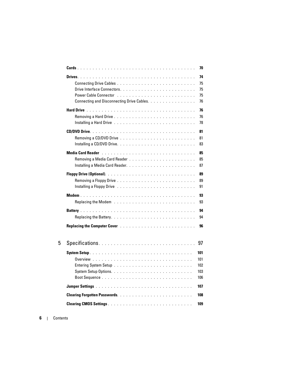 5specifications | Dell XPS 210 User Manual | Page 6 / 136