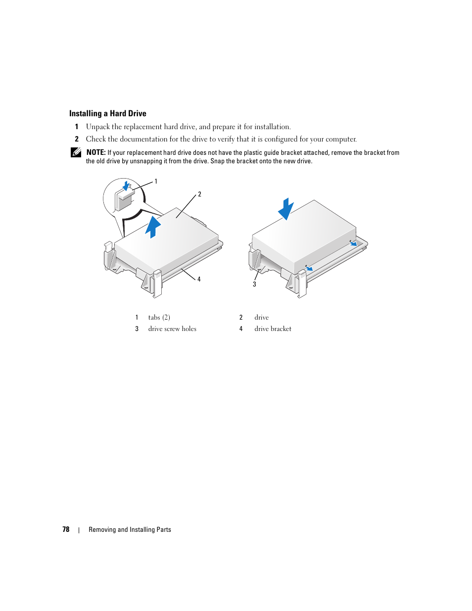 Installing a hard drive | Dell XPS 210 User Manual | Page 78 / 136