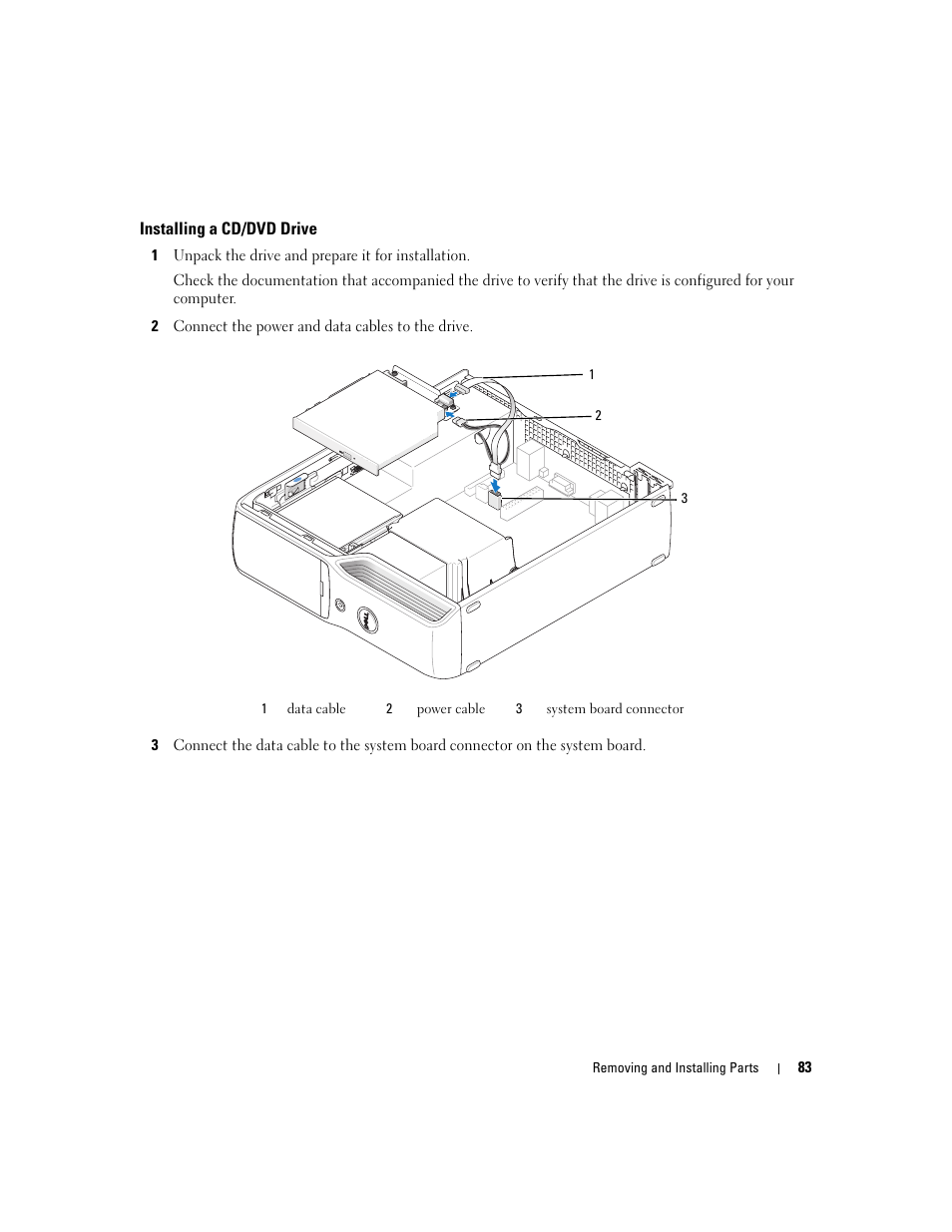 Installing a cd/dvd drive | Dell XPS 210 User Manual | Page 83 / 136