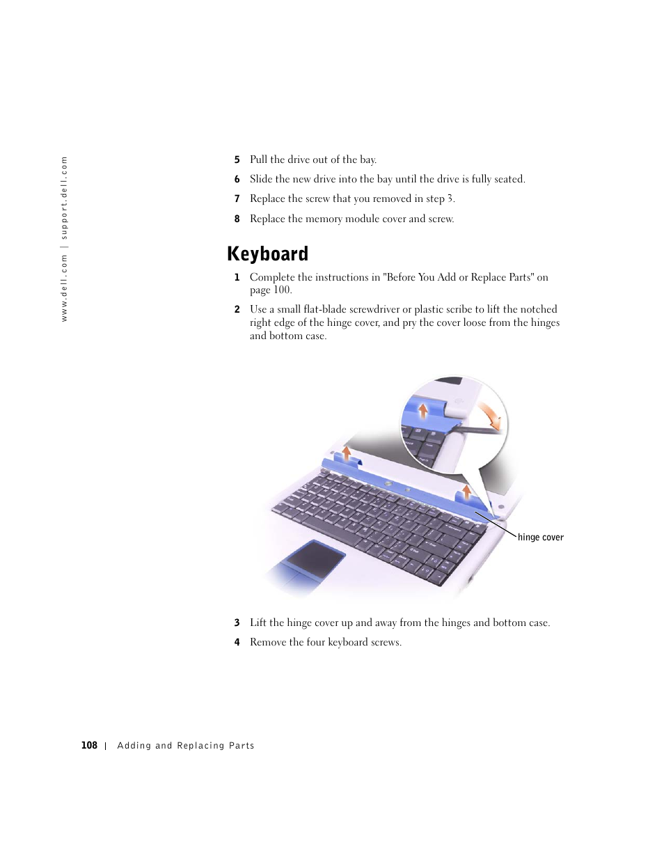 Keyboard | Dell Inspiron 1100 User Manual | Page 108 / 164