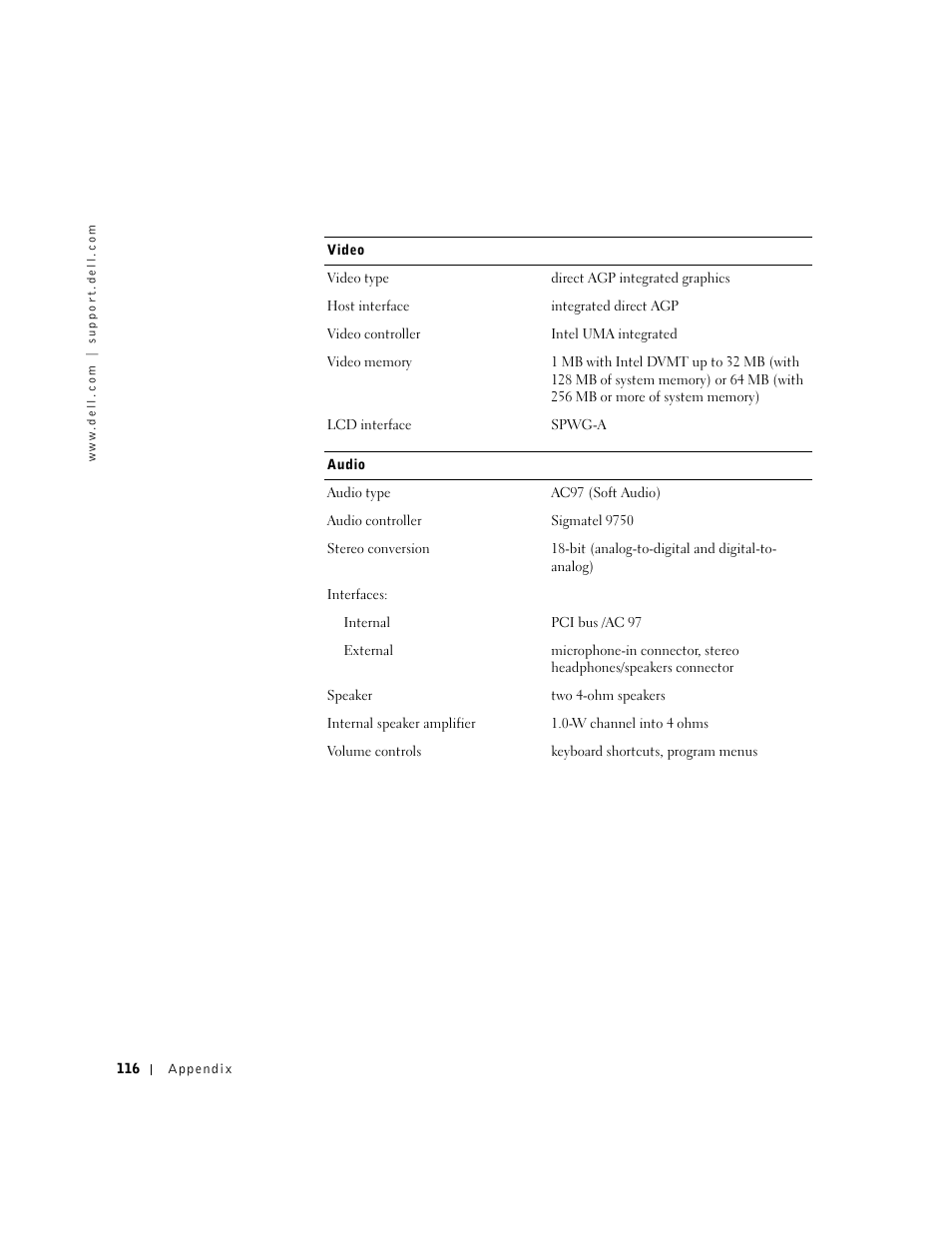 Dell Inspiron 1100 User Manual | Page 116 / 164