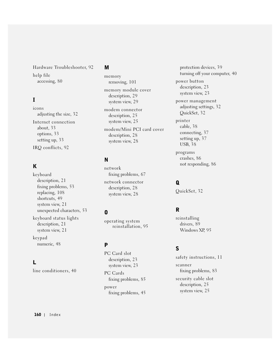 Dell Inspiron 1100 User Manual | Page 160 / 164