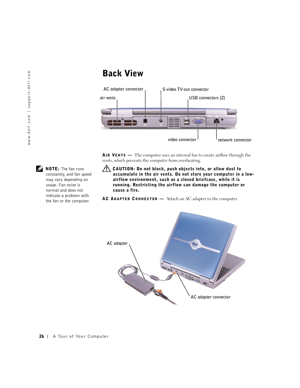 Back view | Dell Inspiron 1100 User Manual | Page 26 / 164