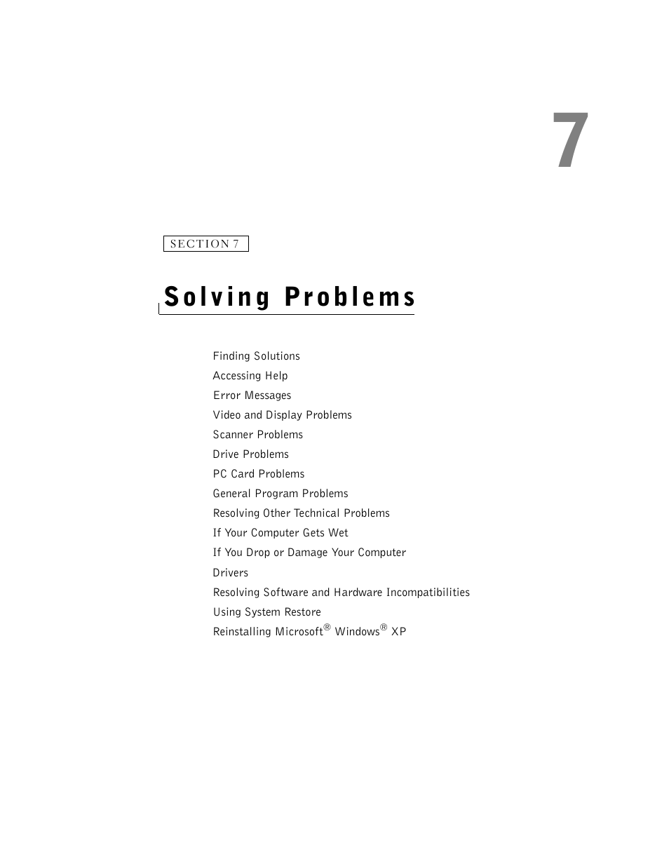 Solving problems, 7 solving problems | Dell Inspiron 1100 User Manual | Page 77 / 164