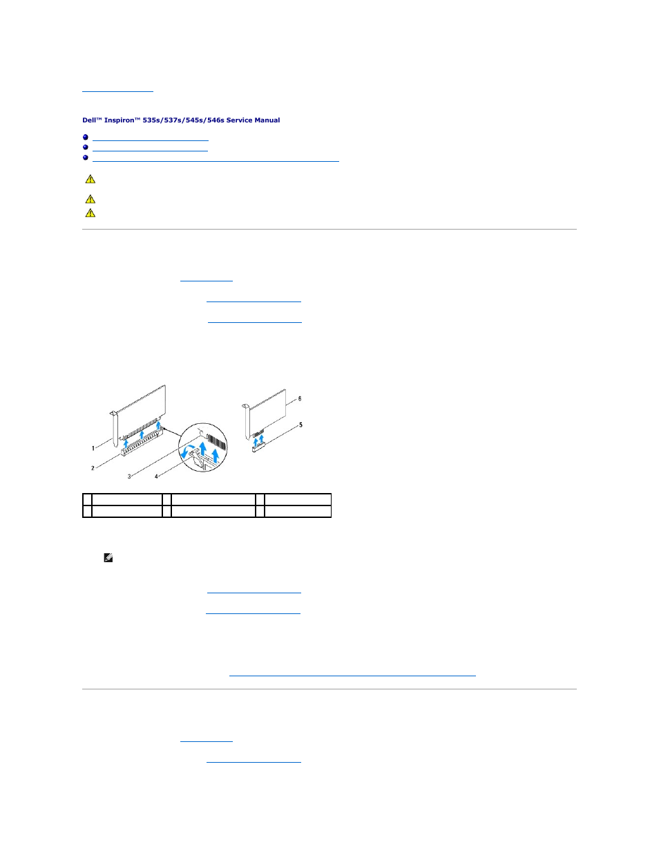 Pci and pci express cards, Removing pci and pci express cards, Replacing pci and pci express cards | Dell Inspiron 545s (Early 2009) User Manual | Page 7 / 49