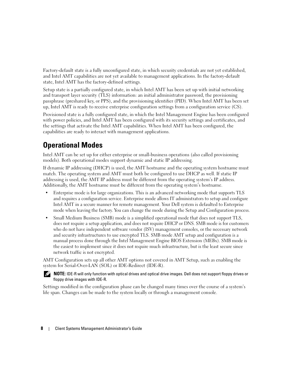 Operational modes | Dell OptiPlex 745c (Early 2007) User Manual | Page 8 / 20