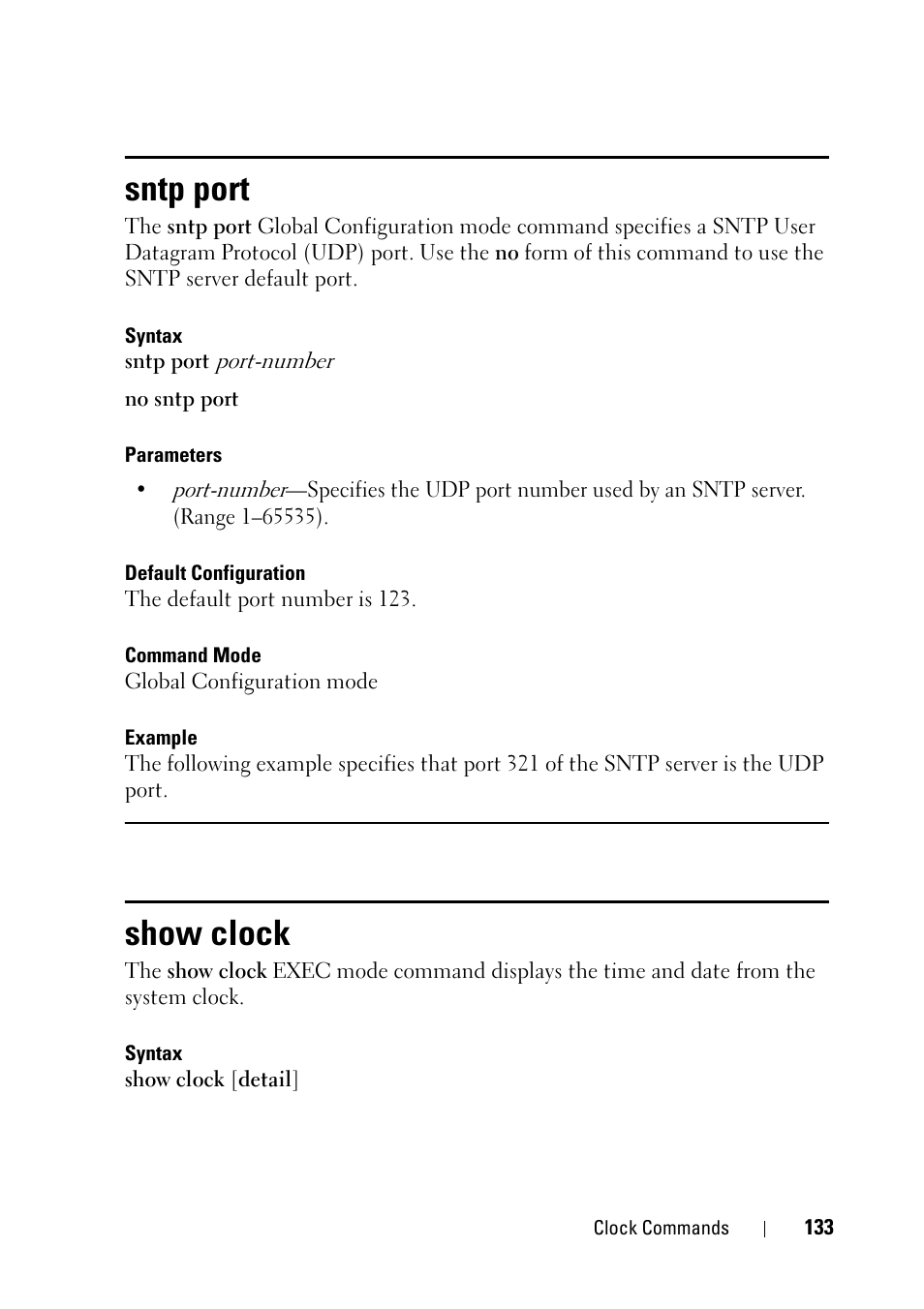 Sntp port, Show clock | Dell PowerEdge VRTX User Manual | Page 133 / 832