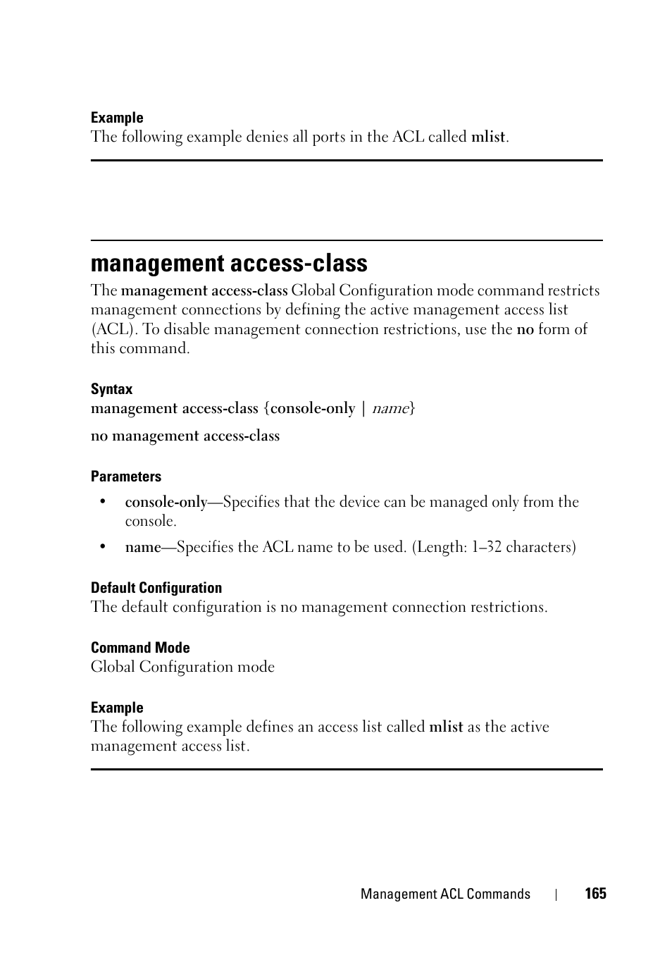 Management access-class | Dell PowerEdge VRTX User Manual | Page 165 / 832