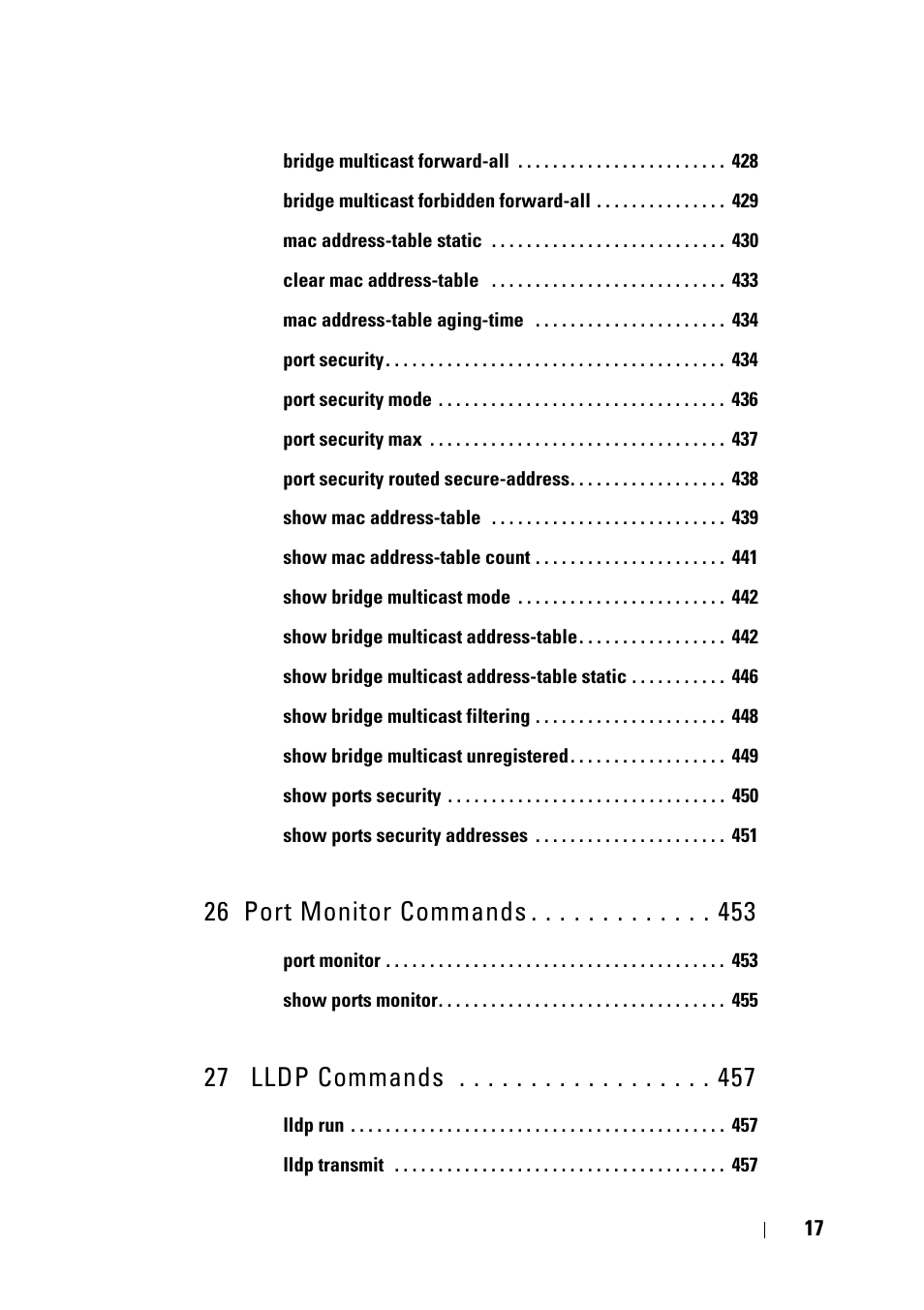 26 port monitor commands, 27 lldp commands | Dell PowerEdge VRTX User Manual | Page 17 / 832
