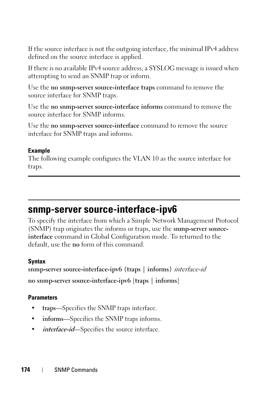 Snmp-server source-interface-ipv6 | Dell PowerEdge VRTX User Manual | Page 174 / 832