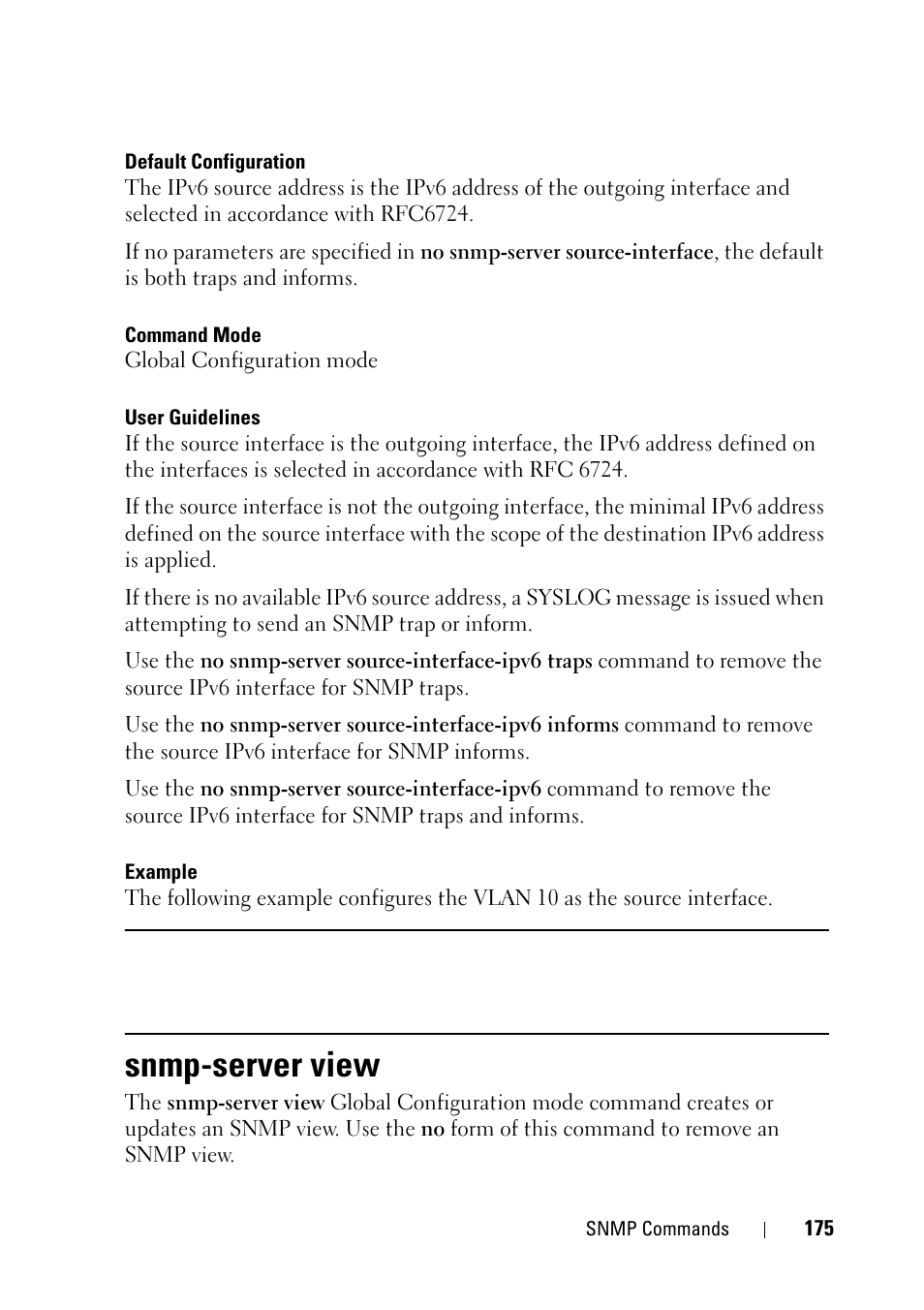 Snmp-server view, Command, No specific | Dell PowerEdge VRTX User Manual | Page 175 / 832