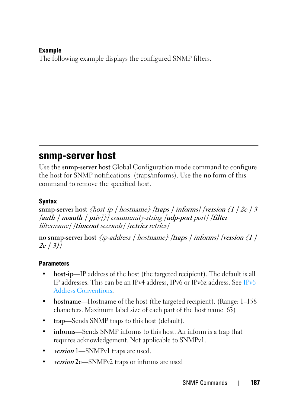 Snmp-server host | Dell PowerEdge VRTX User Manual | Page 187 / 832