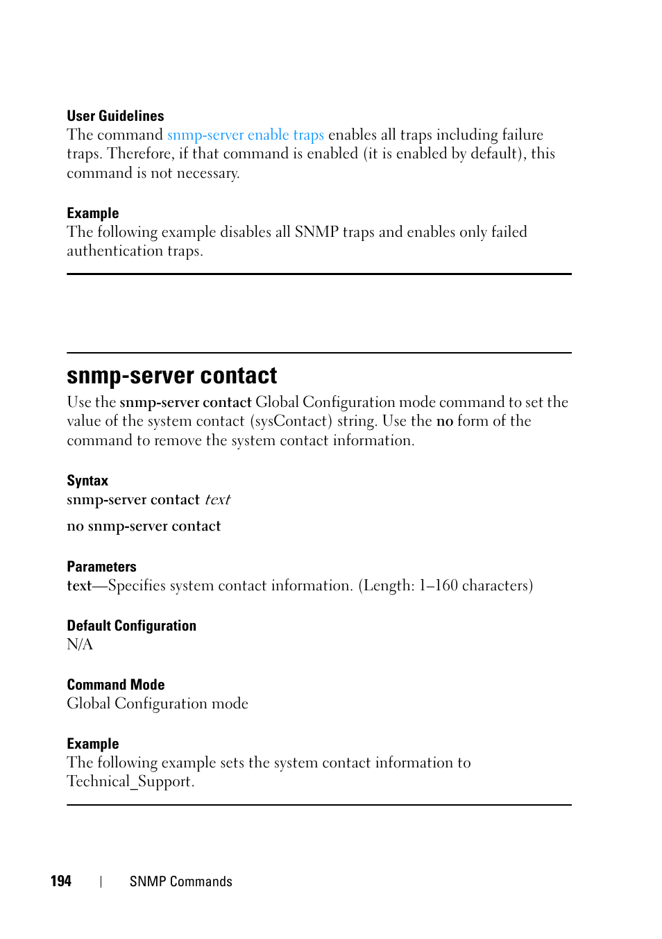 Snmp-server contact | Dell PowerEdge VRTX User Manual | Page 194 / 832