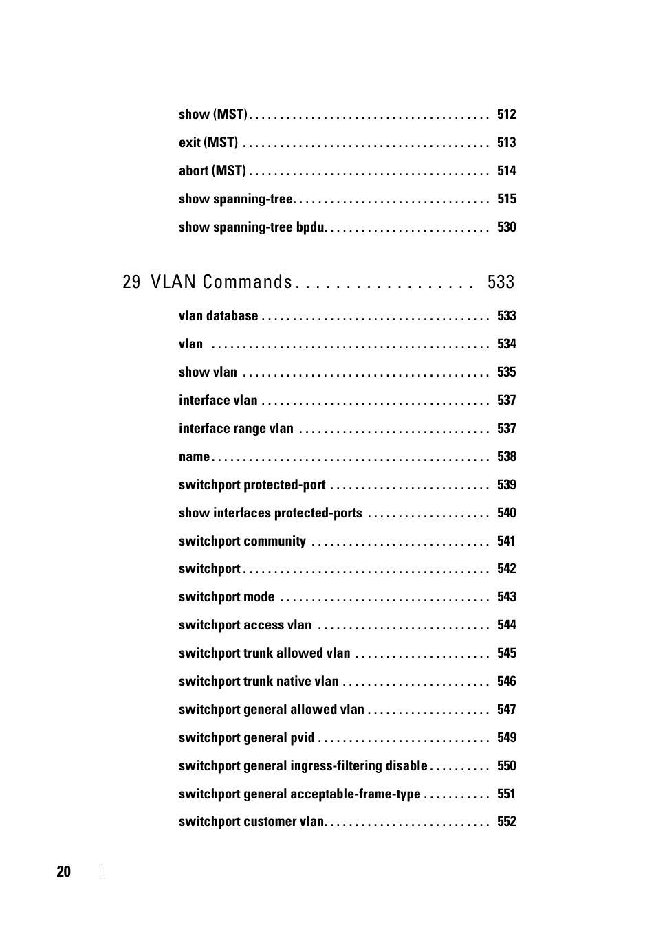 29 vlan commands | Dell PowerEdge VRTX User Manual | Page 20 / 832