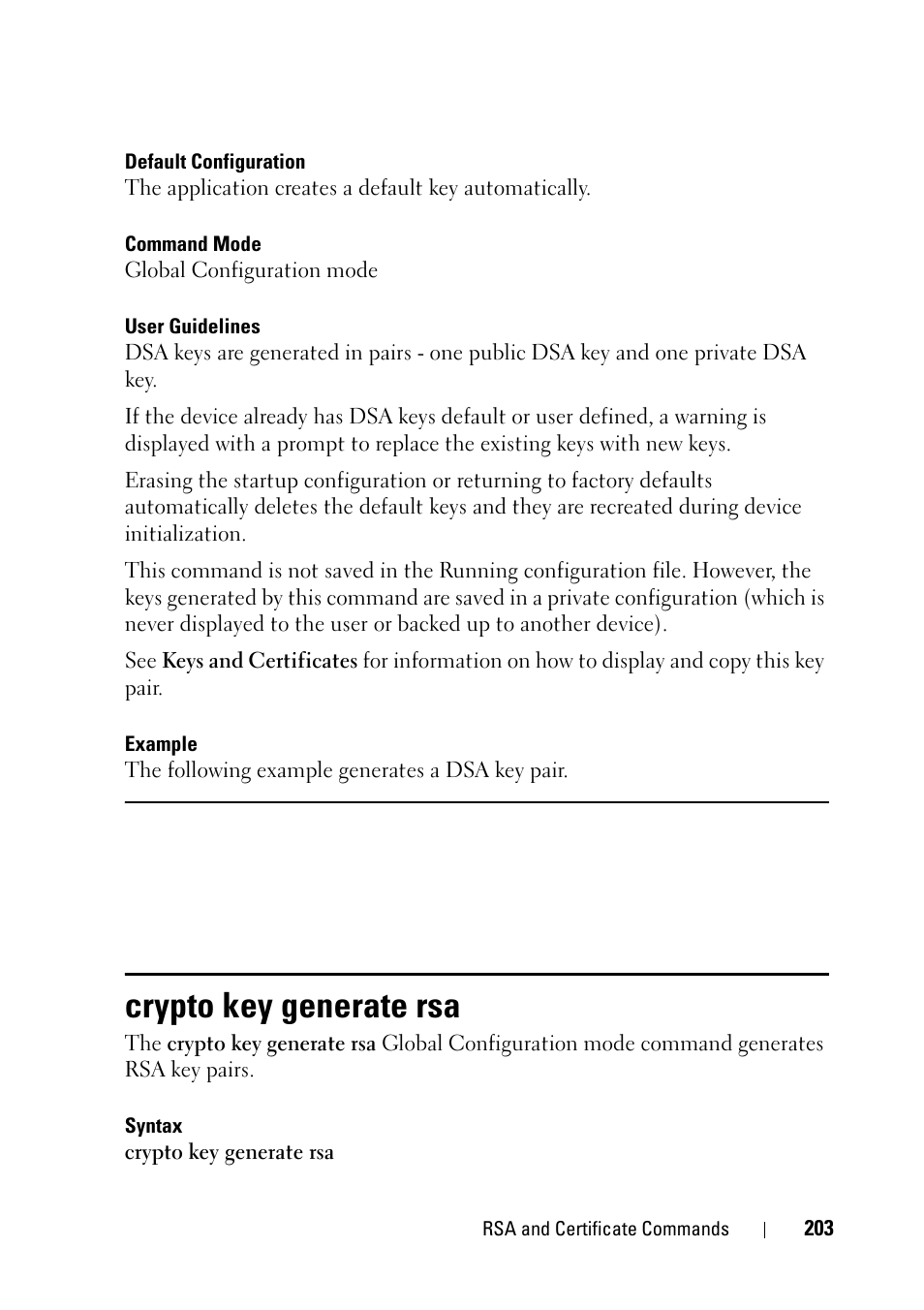 Crypto key generate rsa | Dell PowerEdge VRTX User Manual | Page 203 / 832