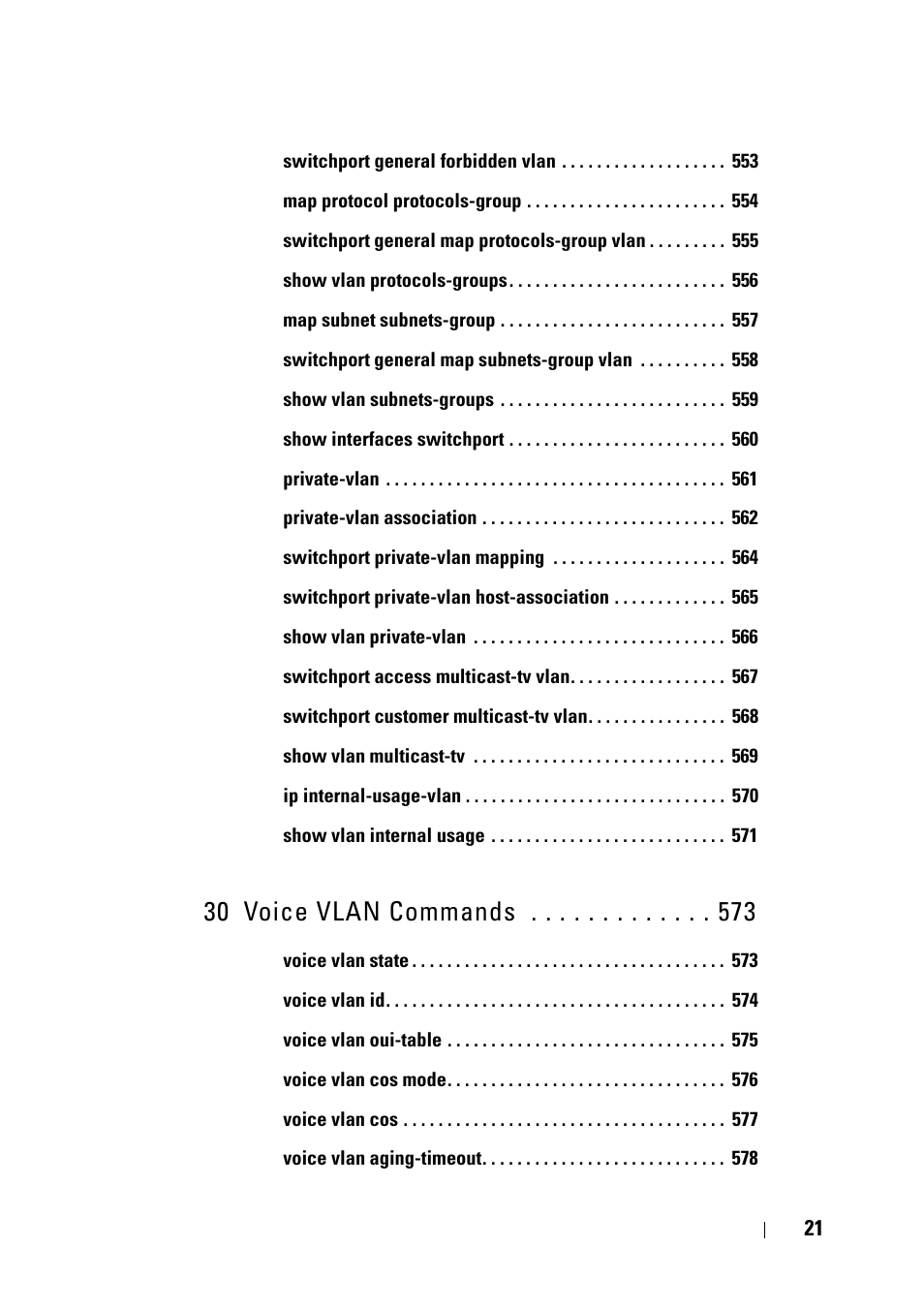 30 voice vlan commands | Dell PowerEdge VRTX User Manual | Page 21 / 832