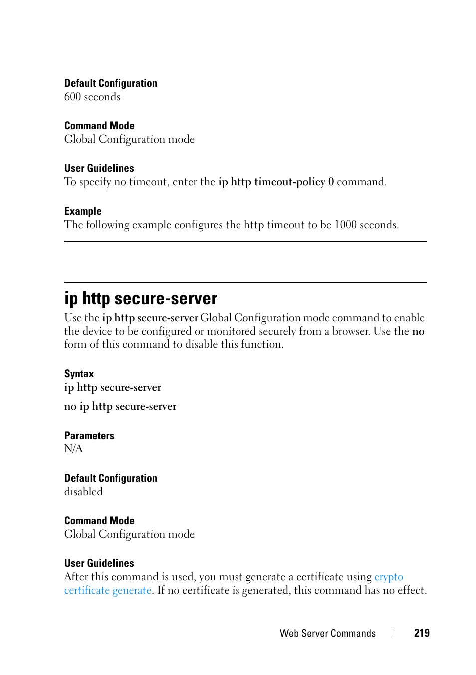 Ip http secure-server | Dell PowerEdge VRTX User Manual | Page 219 / 832