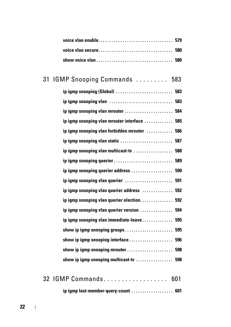 31 igmp snooping commands, 32 igmp commands | Dell PowerEdge VRTX User Manual | Page 22 / 832