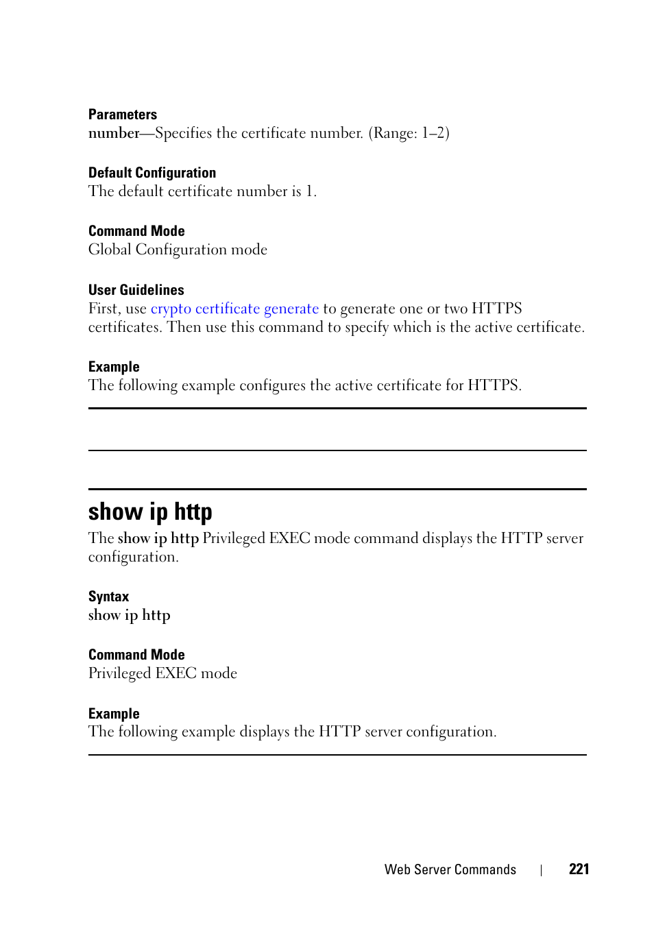 Show ip http | Dell PowerEdge VRTX User Manual | Page 221 / 832