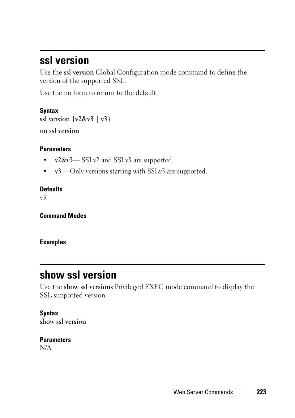 Ssl version, Show ssl version | Dell PowerEdge VRTX User Manual | Page 223 / 832