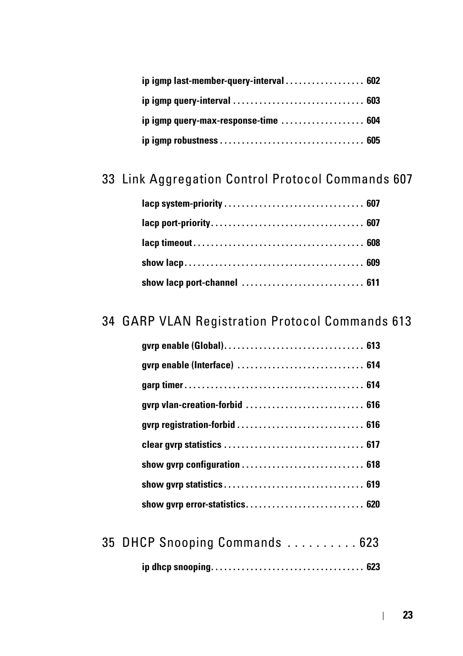 35 dhcp snooping commands | Dell PowerEdge VRTX User Manual | Page 23 / 832