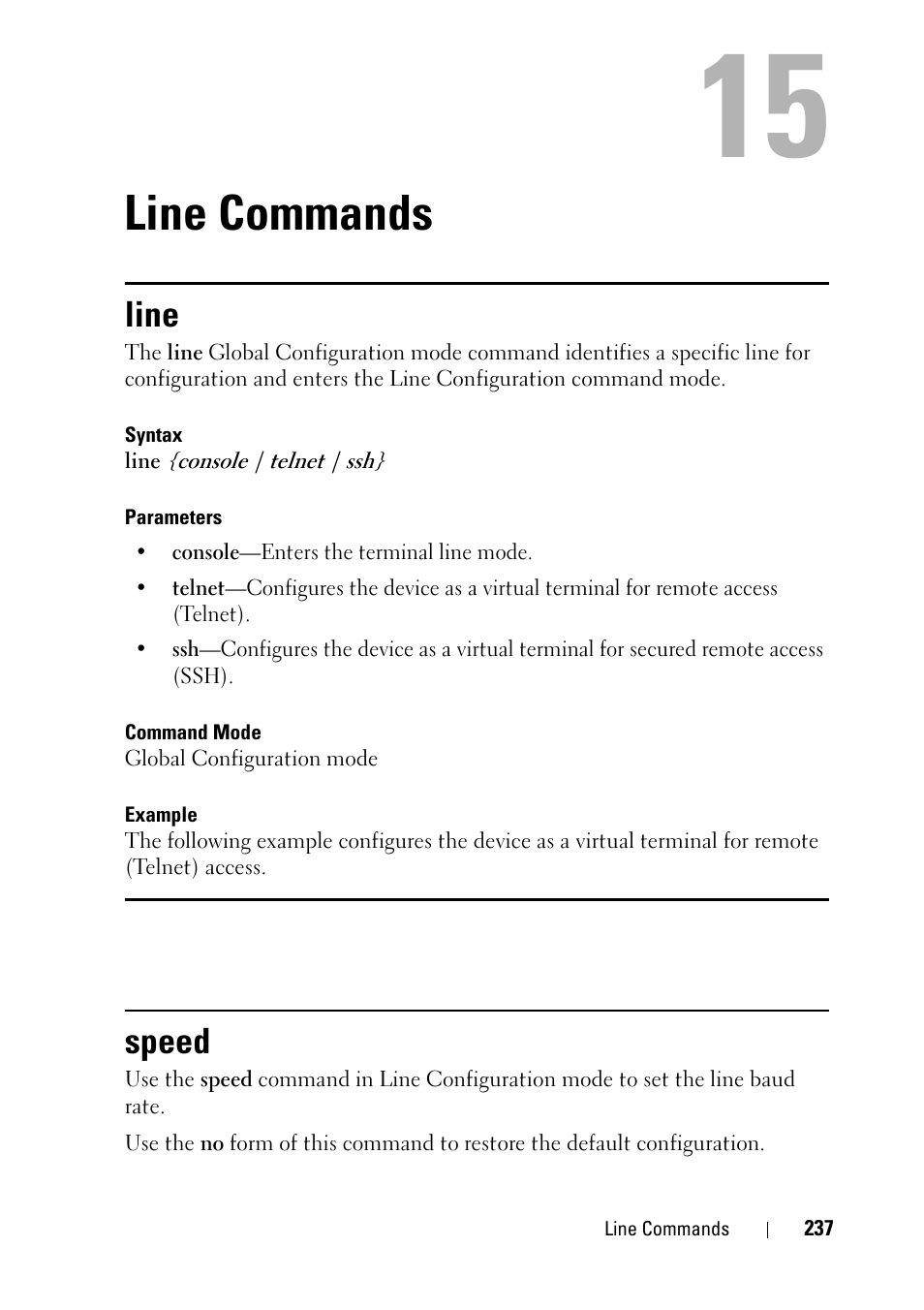 Line commands, Line, Speed | 13 line commands | Dell PowerEdge VRTX User Manual | Page 237 / 832