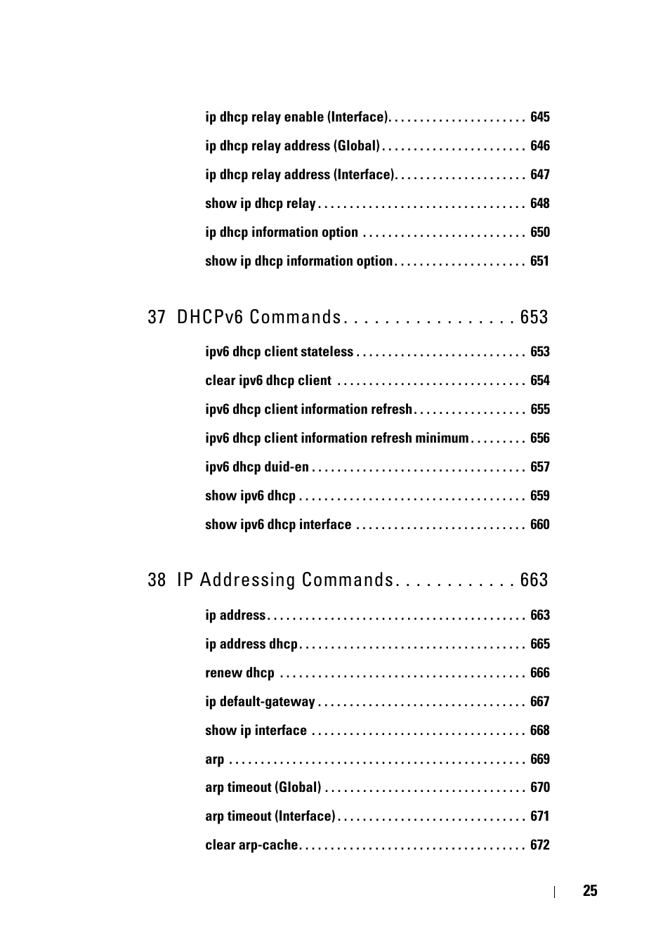 37 dhcpv6 commands, 38 ip addressing commands | Dell PowerEdge VRTX User Manual | Page 25 / 832