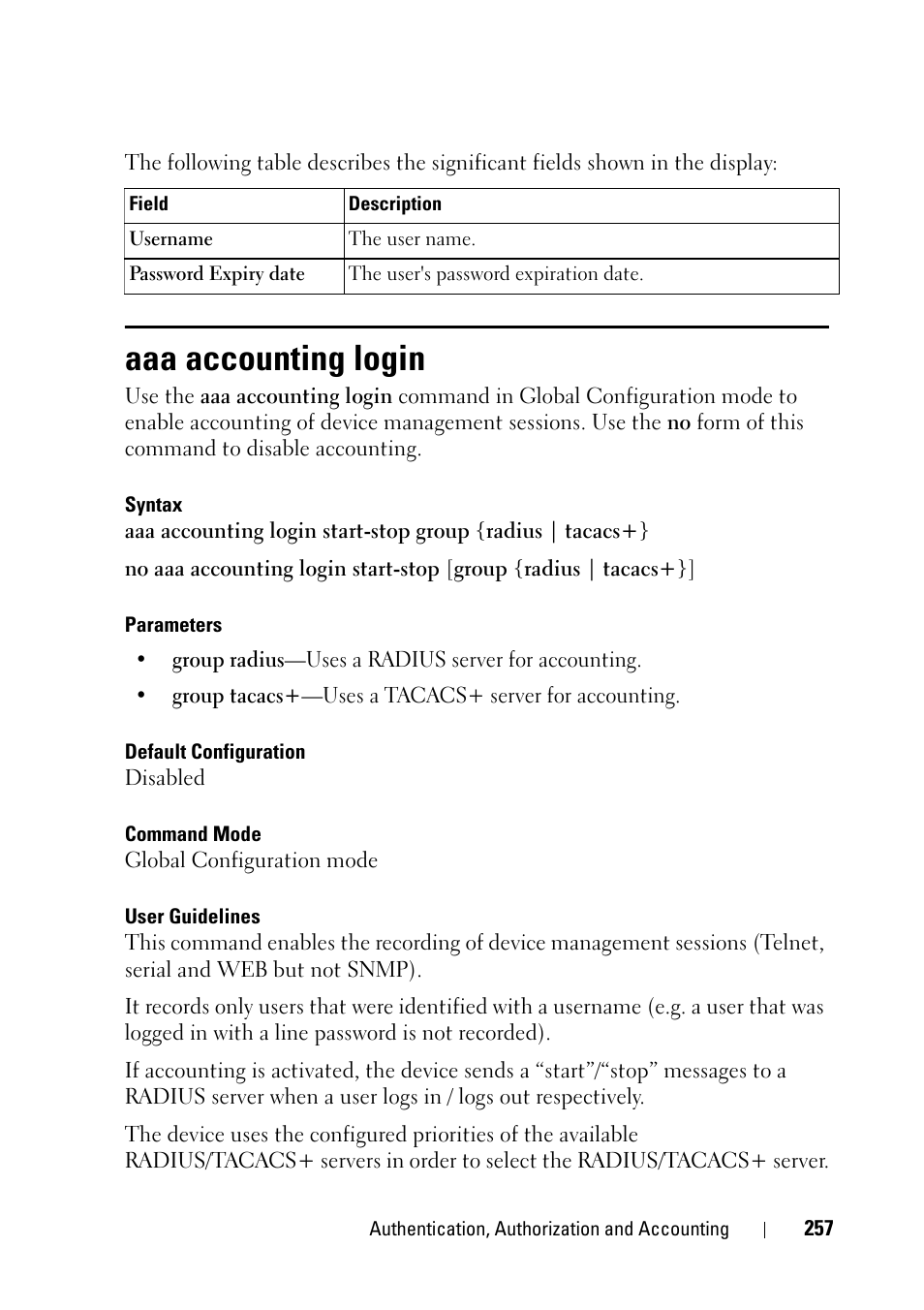 Aaa accounting login | Dell PowerEdge VRTX User Manual | Page 257 / 832