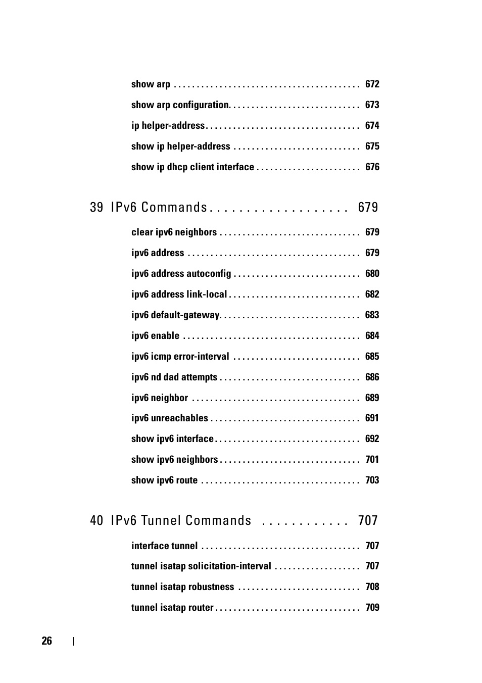 39 ipv6 commands, 40 ipv6 tunnel commands | Dell PowerEdge VRTX User Manual | Page 26 / 832