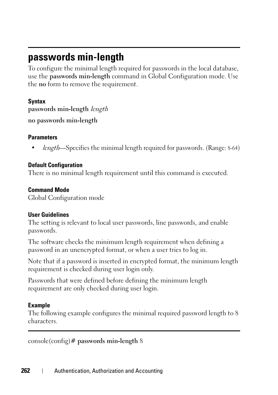 Passwords min-length | Dell PowerEdge VRTX User Manual | Page 262 / 832