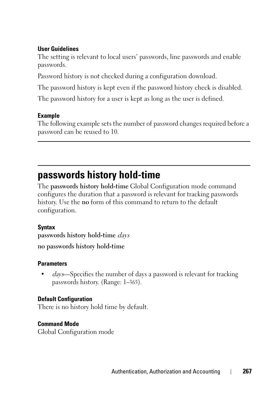 Passwords history hold-time | Dell PowerEdge VRTX User Manual | Page 267 / 832