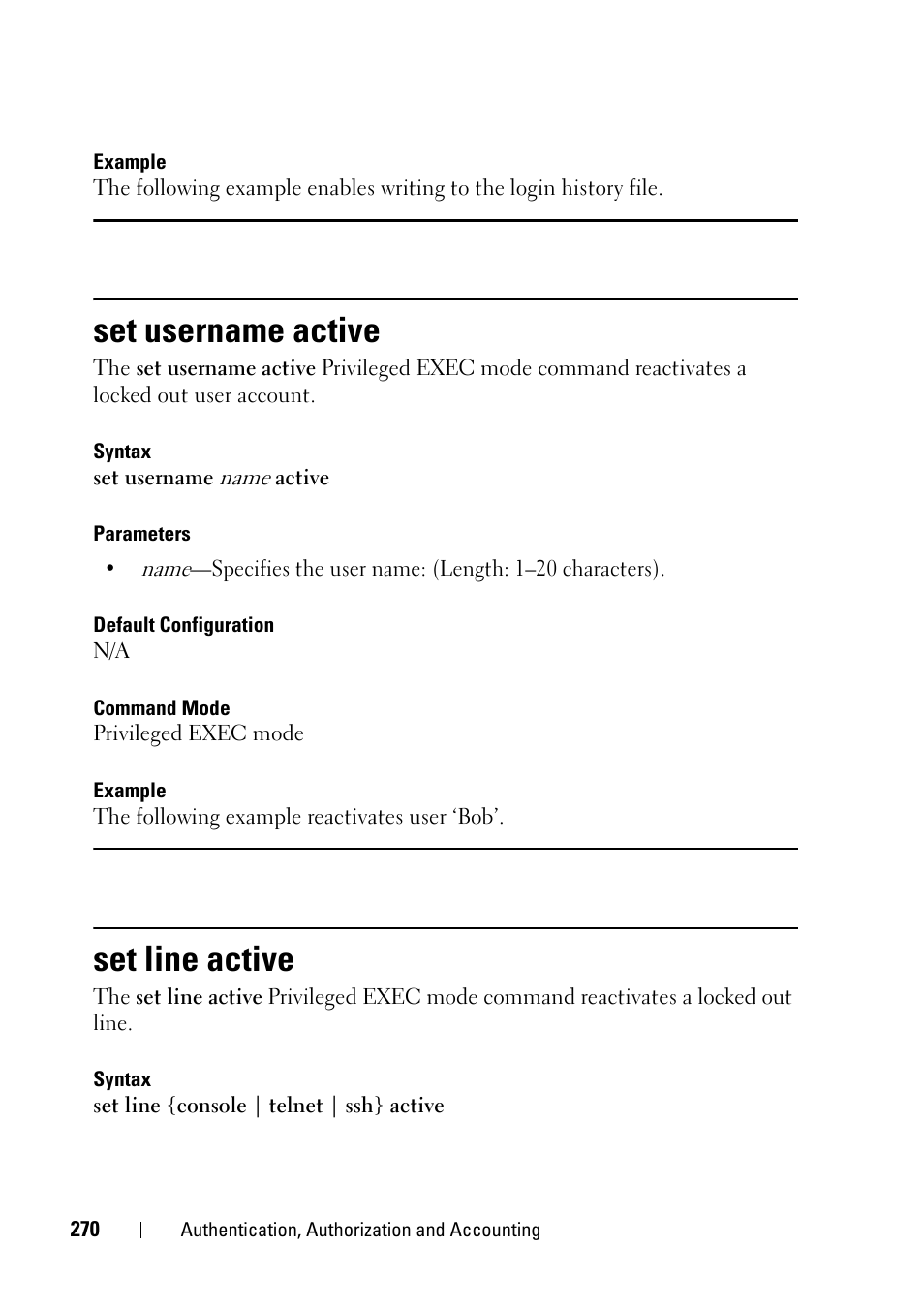 Set username active, Set line active | Dell PowerEdge VRTX User Manual | Page 270 / 832