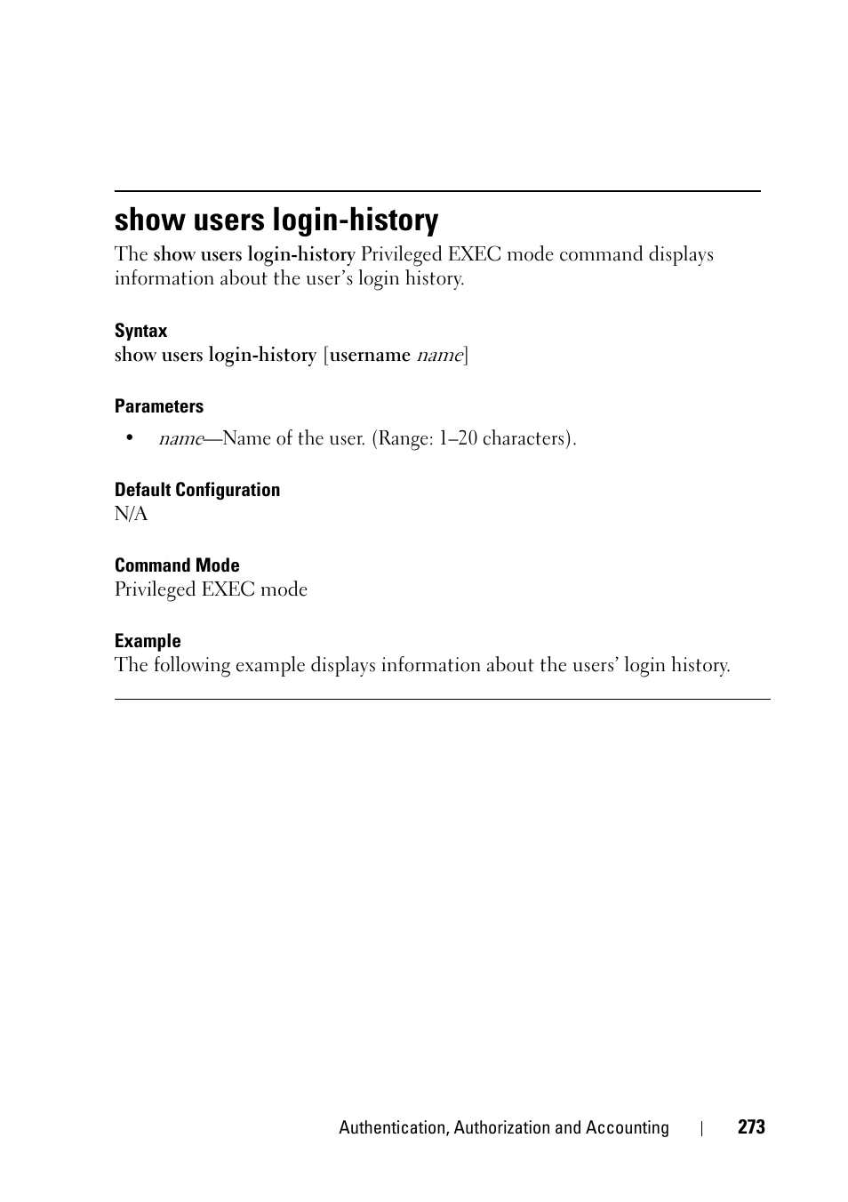 Show users login-history | Dell PowerEdge VRTX User Manual | Page 273 / 832