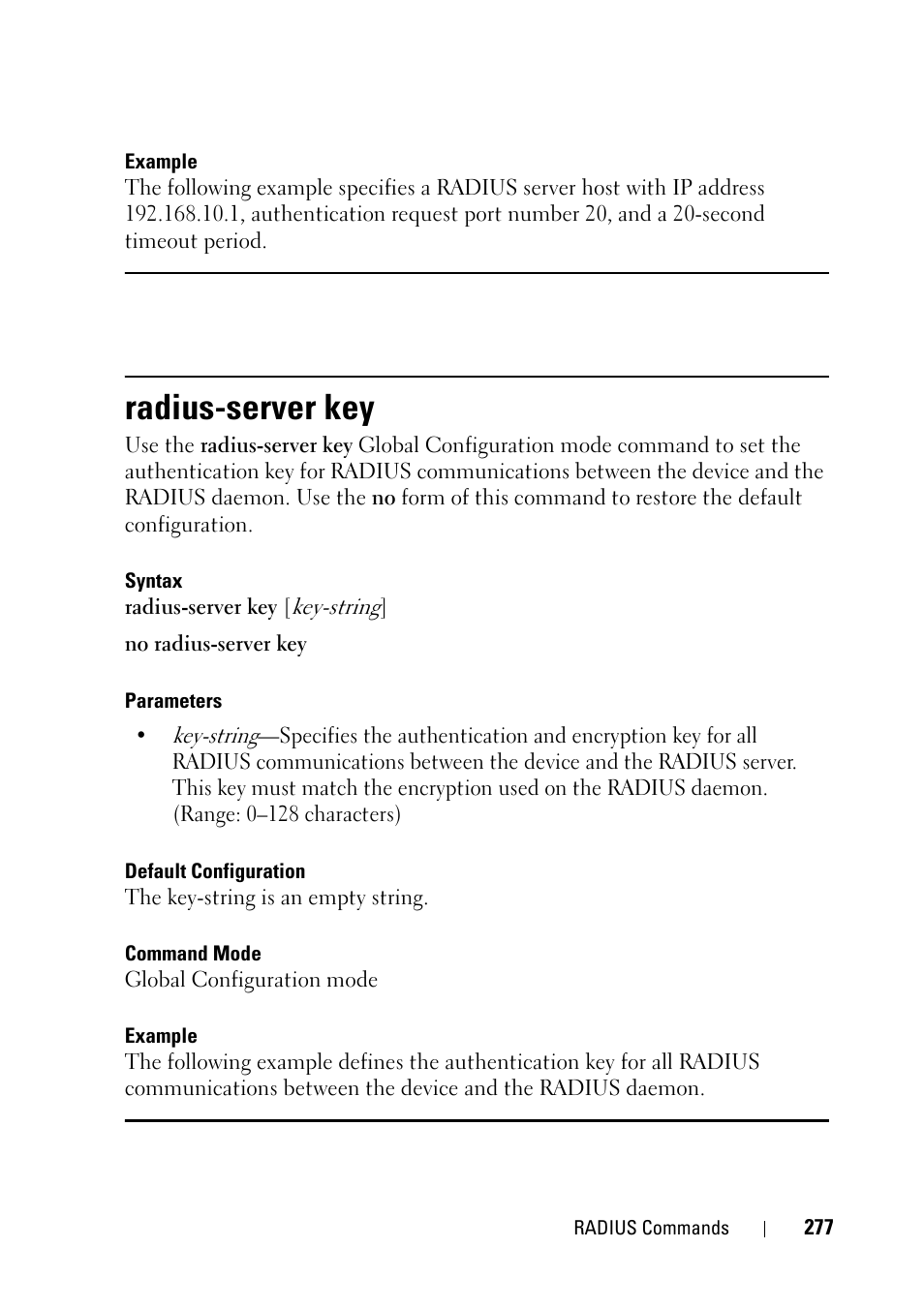 Radius-server key, In the | Dell PowerEdge VRTX User Manual | Page 277 / 832