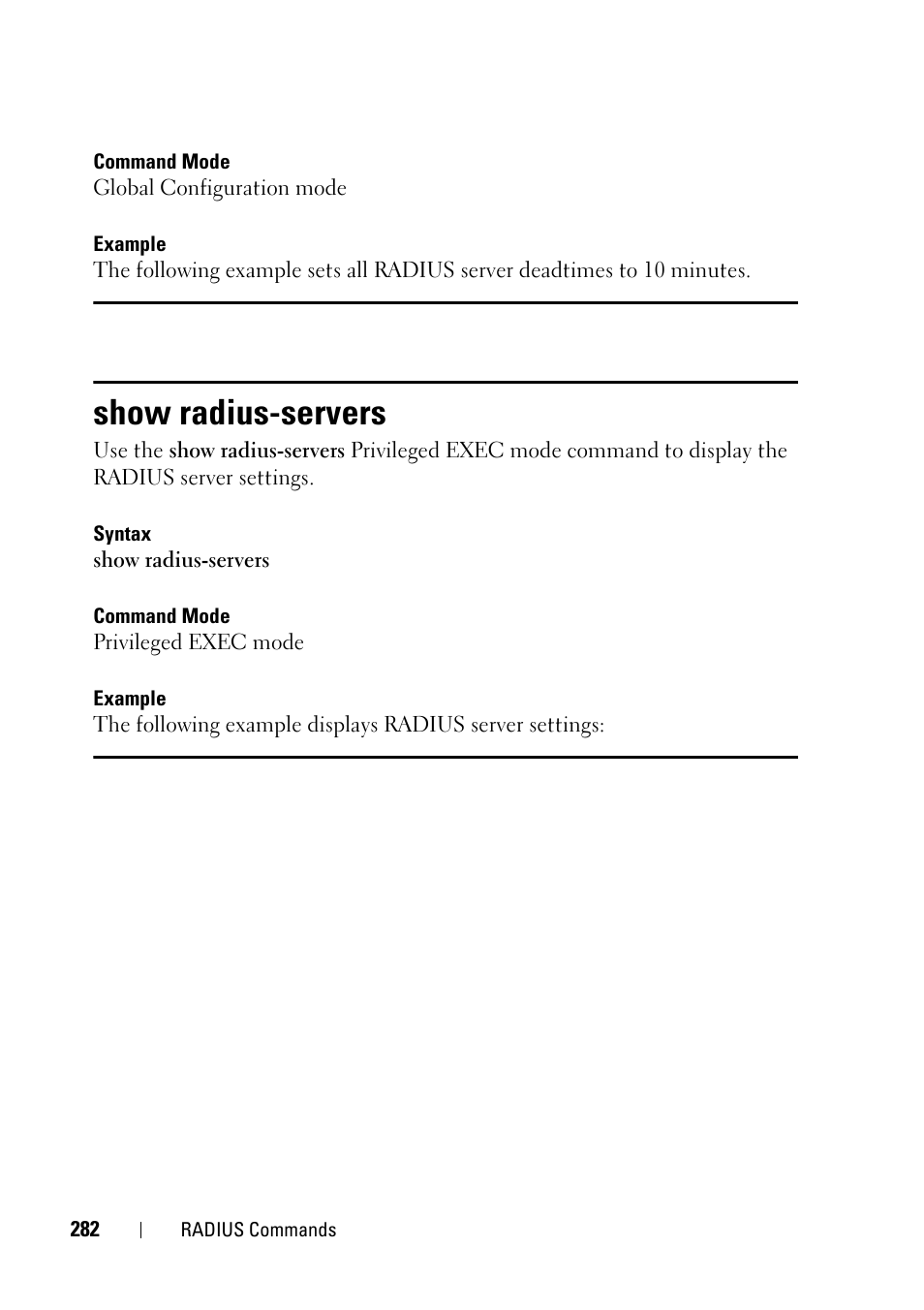 Show radius-servers | Dell PowerEdge VRTX User Manual | Page 282 / 832