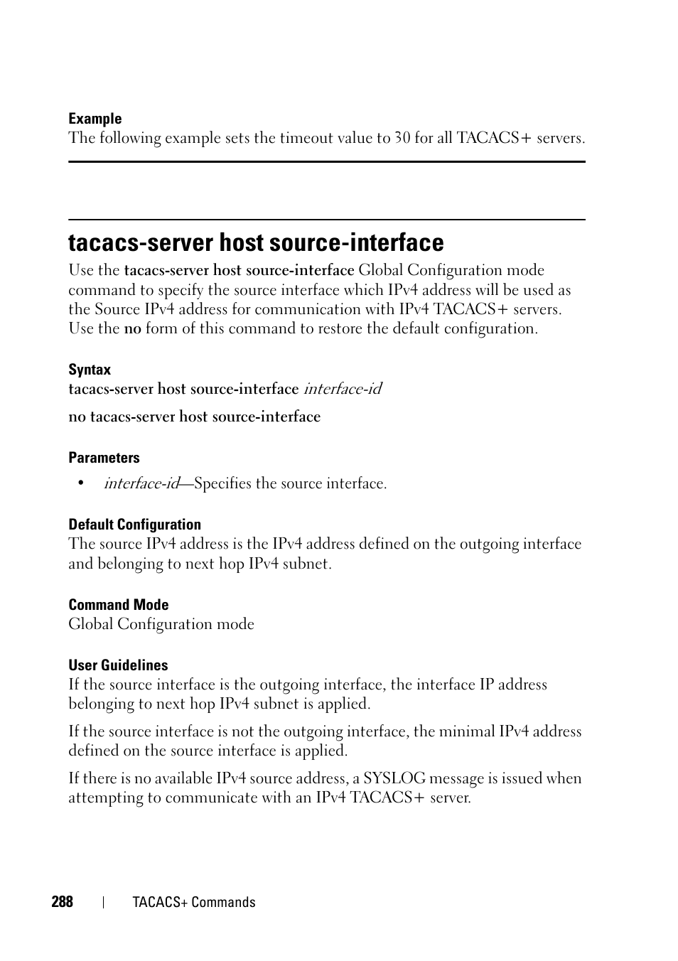 Tacacs-server host source-interface | Dell PowerEdge VRTX User Manual | Page 288 / 832