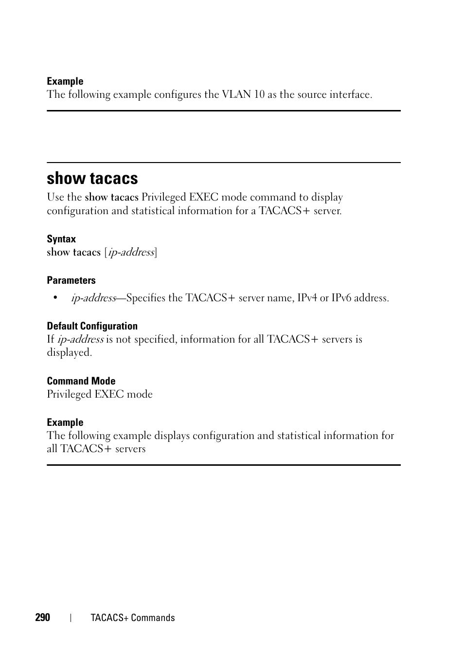 Show tacacs | Dell PowerEdge VRTX User Manual | Page 290 / 832