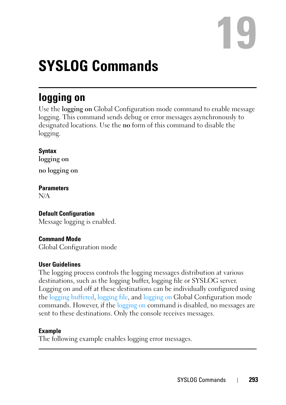 Syslog commands, Logging on, 17 syslog commands | Dell PowerEdge VRTX User Manual | Page 293 / 832
