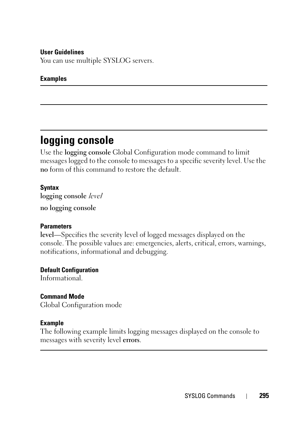 Logging console | Dell PowerEdge VRTX User Manual | Page 295 / 832