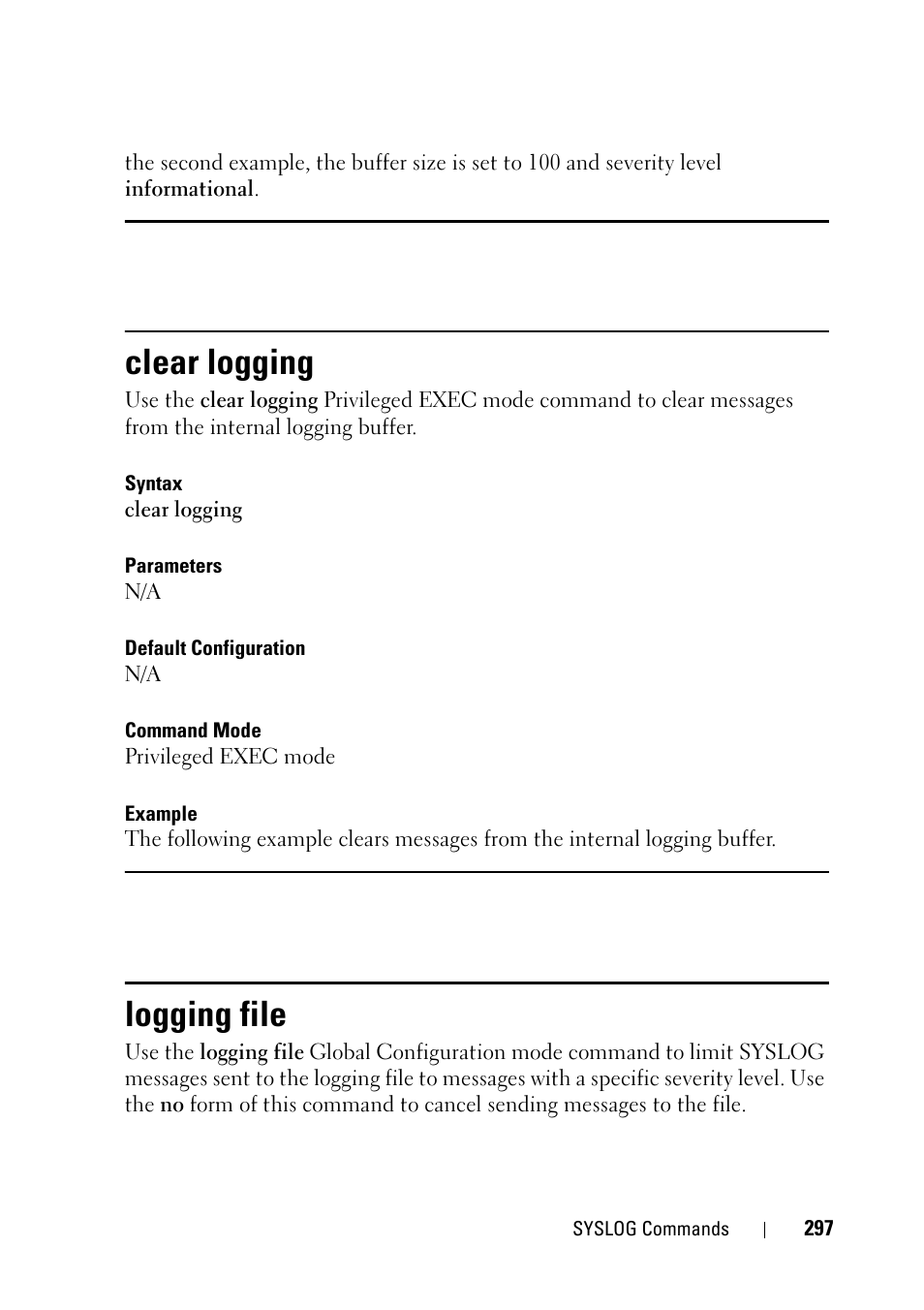 Clear logging, Logging file | Dell PowerEdge VRTX User Manual | Page 297 / 832